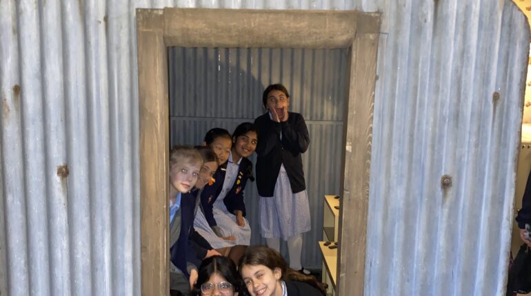 students in a bunker