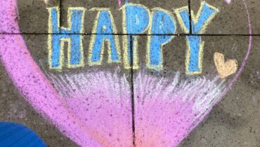happy written in chalk
